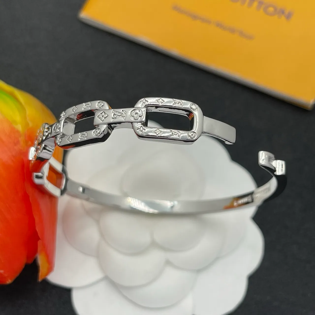 Louis Vuitton Chain Link Monogram Silver-Tone Bracelet 4