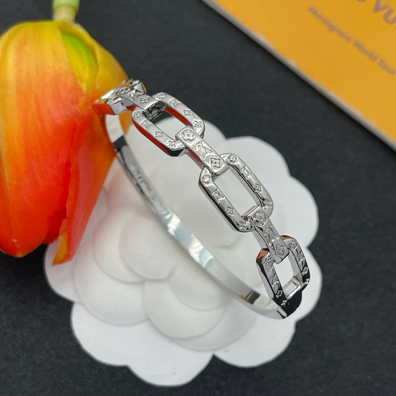 Louis Vuitton Chain Link Monogram Silver-Tone Bracelet 6