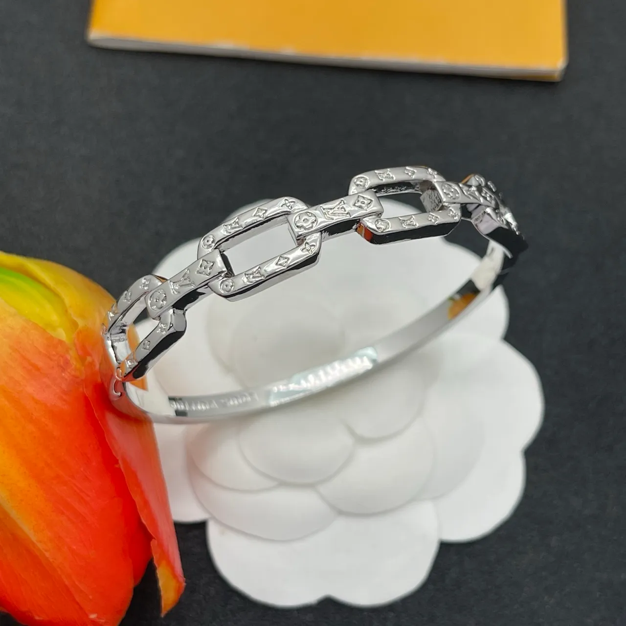 Louis Vuitton Chain Link Monogram Silver-Tone Bracelet 7