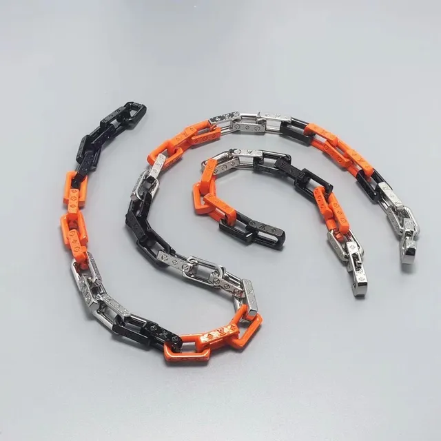 Louis Vuitton Chain Link Orange Black Chunky Monogram-Engraved Resin Bracelet 5