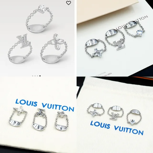Louis Vuitton Chain-Linked Crystal Charm Rings 10