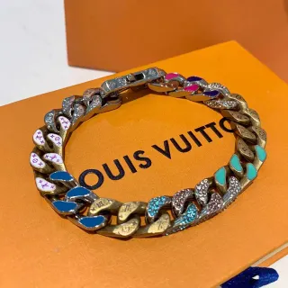 Louis Vuitton Chain Reaction Pulsera Curb-Link de esmalte multicolor y cristal