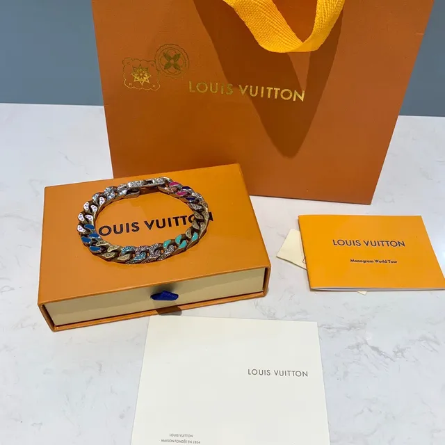 Louis Vuitton Chain Reaction Multicolor Enamel and Crystal Curb-Link Bracelet 8