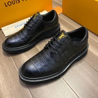 Sapatos Oxford pretos Louis Vuitton com relevo de crocodilo