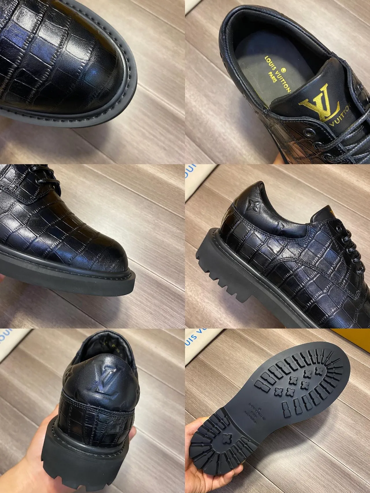 Louis Vuitton Croc-Embossed Black Oxford Shoes 2