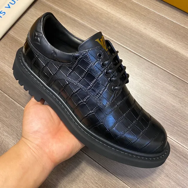 Louis Vuitton Croc-Embossed Black Oxford Shoes 4