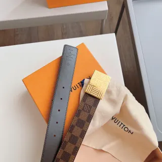 Louis Vuitton Damier Ebène and Smooth Leather Belt