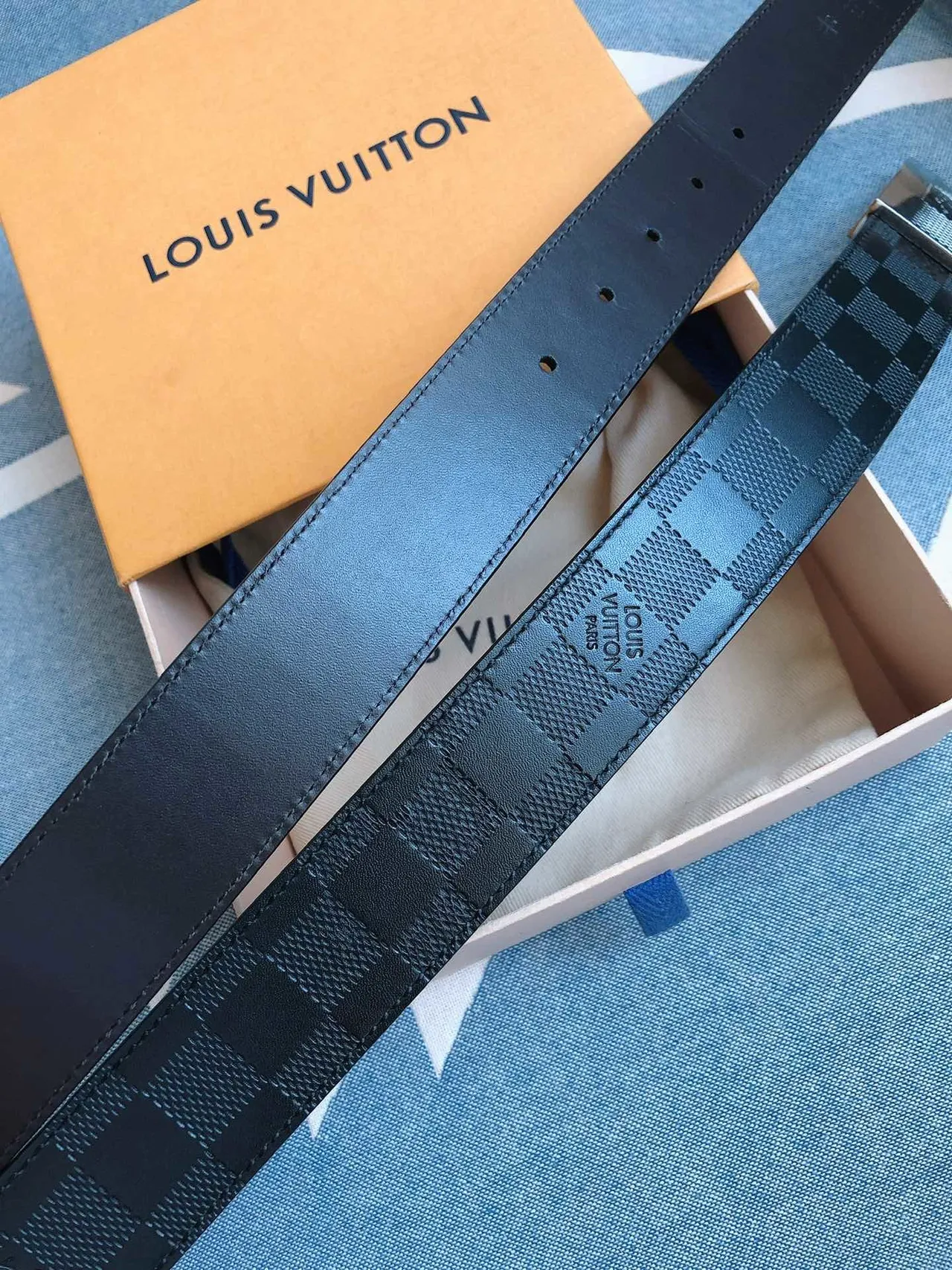 Louis Vuitton Damier Graphite Leather Belt 4