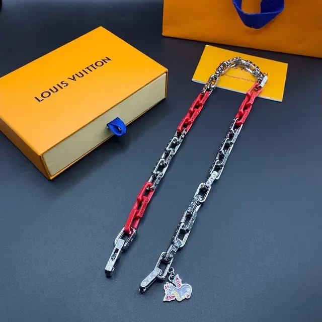 Louis Vuitton Dragon Charm Bracelet Red and Silver Enamel Chain Bracelet 4