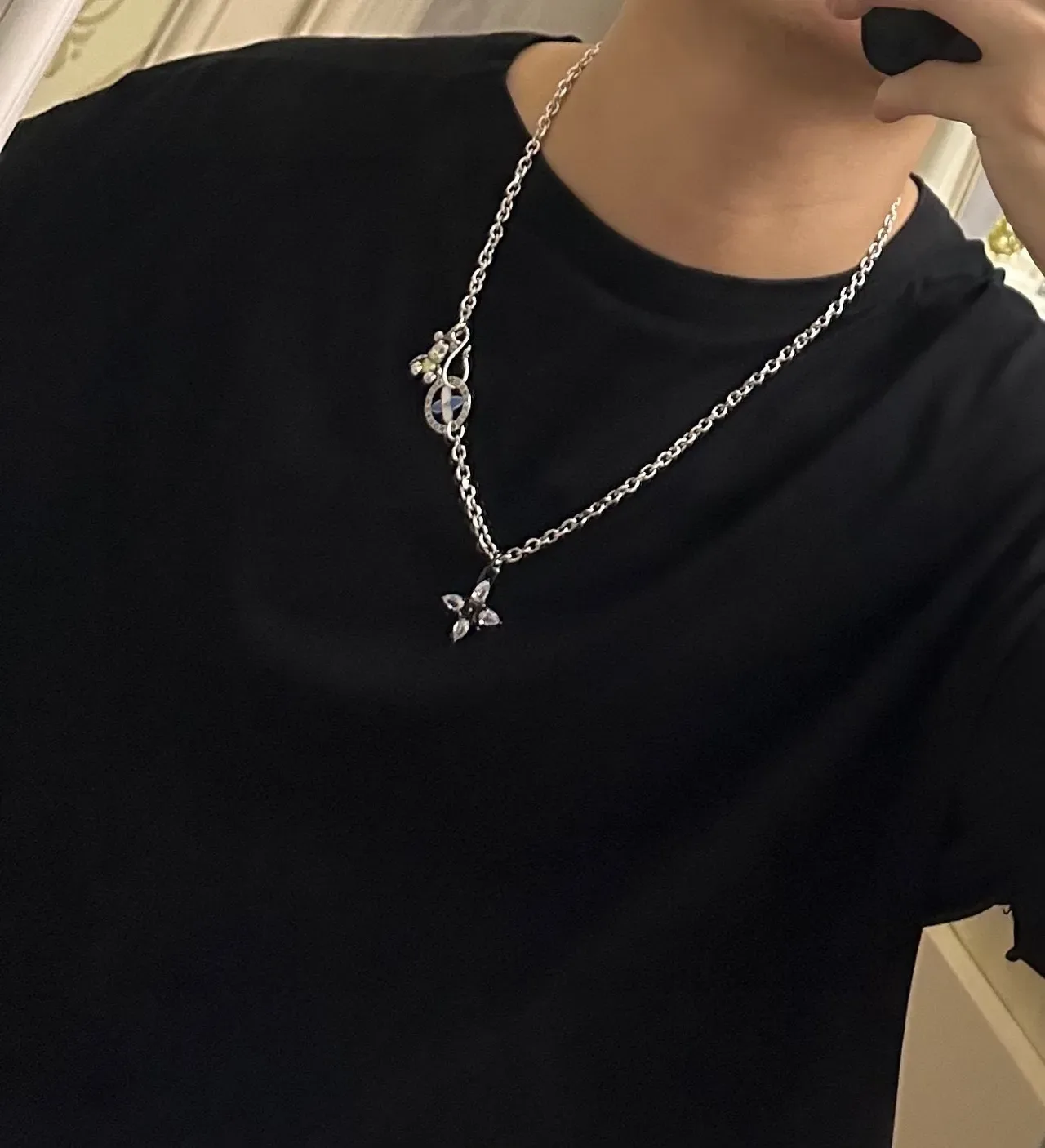 Louis Vuitton Enamel Medallion and Crystal Bear Charm Necklace 2
