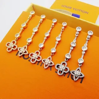 Louis Vuitton Floral Quatrefoil Pavé Crystal Drop Earrings