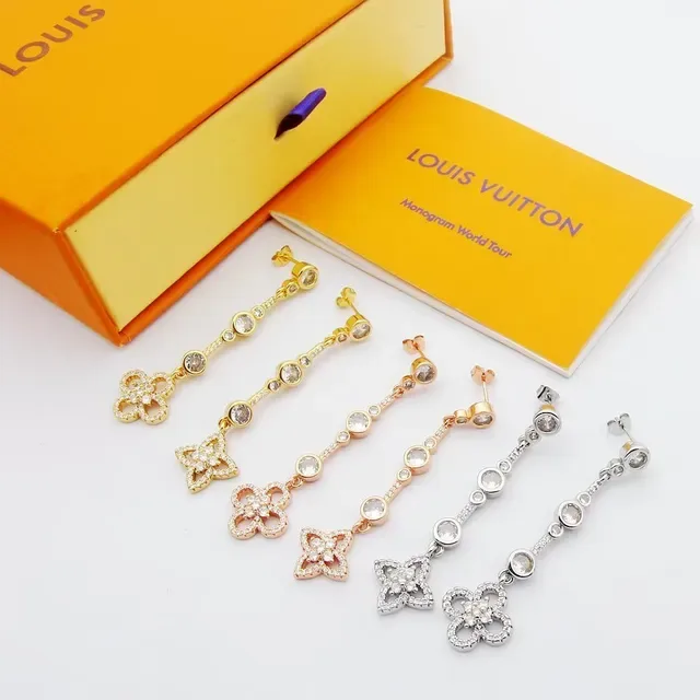 Louis Vuitton Floral Quatrefoil Pavé Crystal Drop Earrings 9