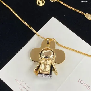 Louis Vuitton Flower Pendant Gold-Tone Crystal Necklace