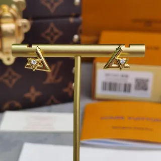 Louis Vuitton Geometric Triangular Crystal Gold-Tone Earrings