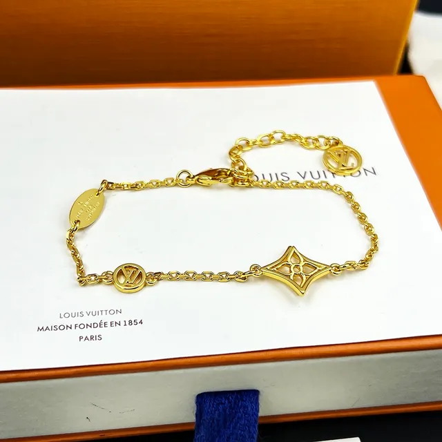 Louis Vuitton Bracelet Chaîne Maillons Or Quatrèfoil Fleur Centre 4