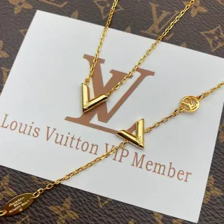 Louis Vuitton Gold Chain V-Shaped Pendant Necklace
