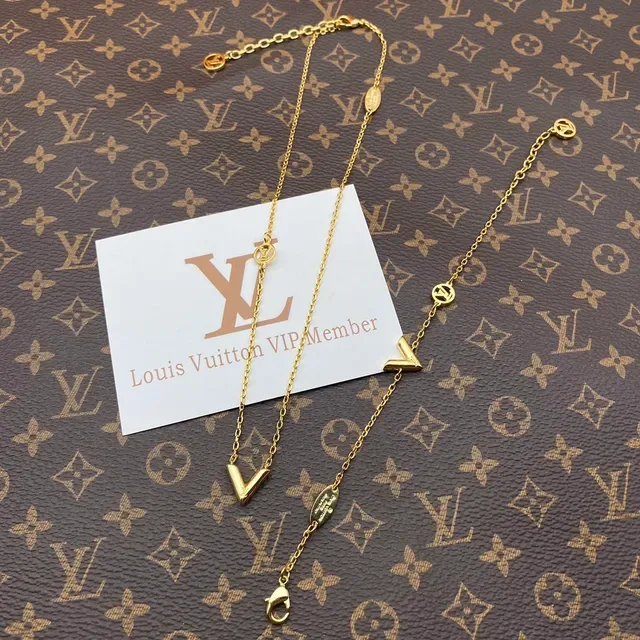 Louis Vuitton Gold Chain V-Shaped Pendant Necklace 3