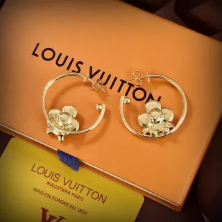Louis Vuitton Gold Floral Hoop Earrings
