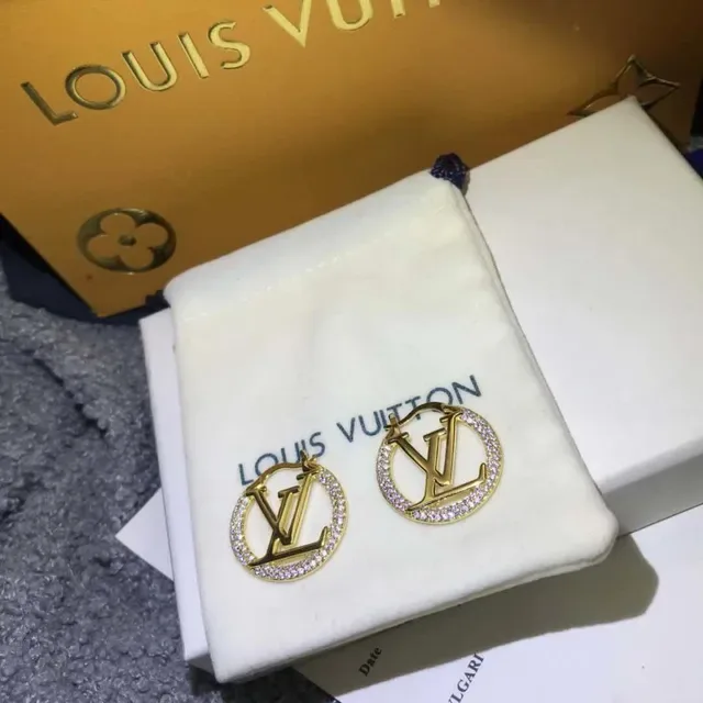 Louis Vuitton Gold Pink Circular Hoop Pavé Crystal Earrings 4