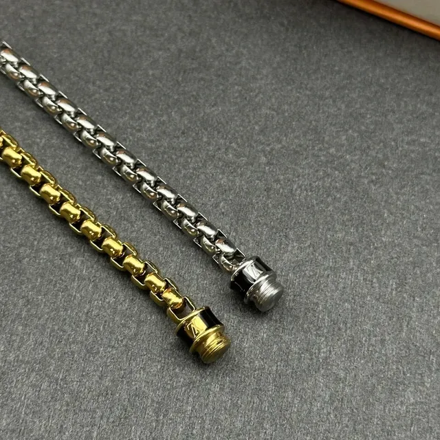 Louis Vuitton Gold Silver Chain-Link Cylindrical Clasp Bracelet 6
