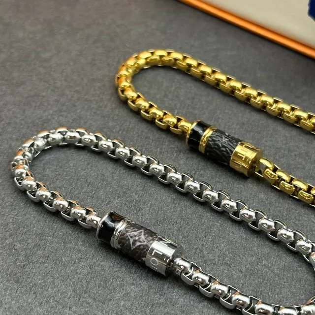 Louis Vuitton Gold Silver Chain-Link Cylindrical Clasp Bracelet 8