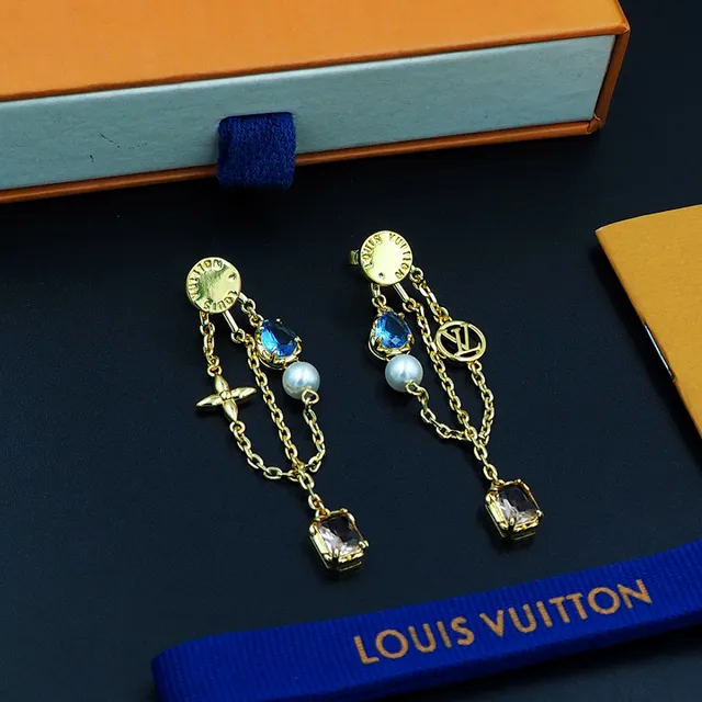 Louis Vuitton Gold Silver Multi-Charm Dangle Chain-Link Drop Earrings 6
