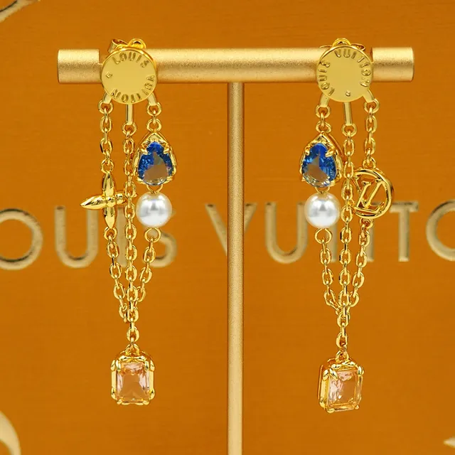 Louis Vuitton Gold Silver Multi-Charm Dangle Chain-Link Drop Earrings 8
