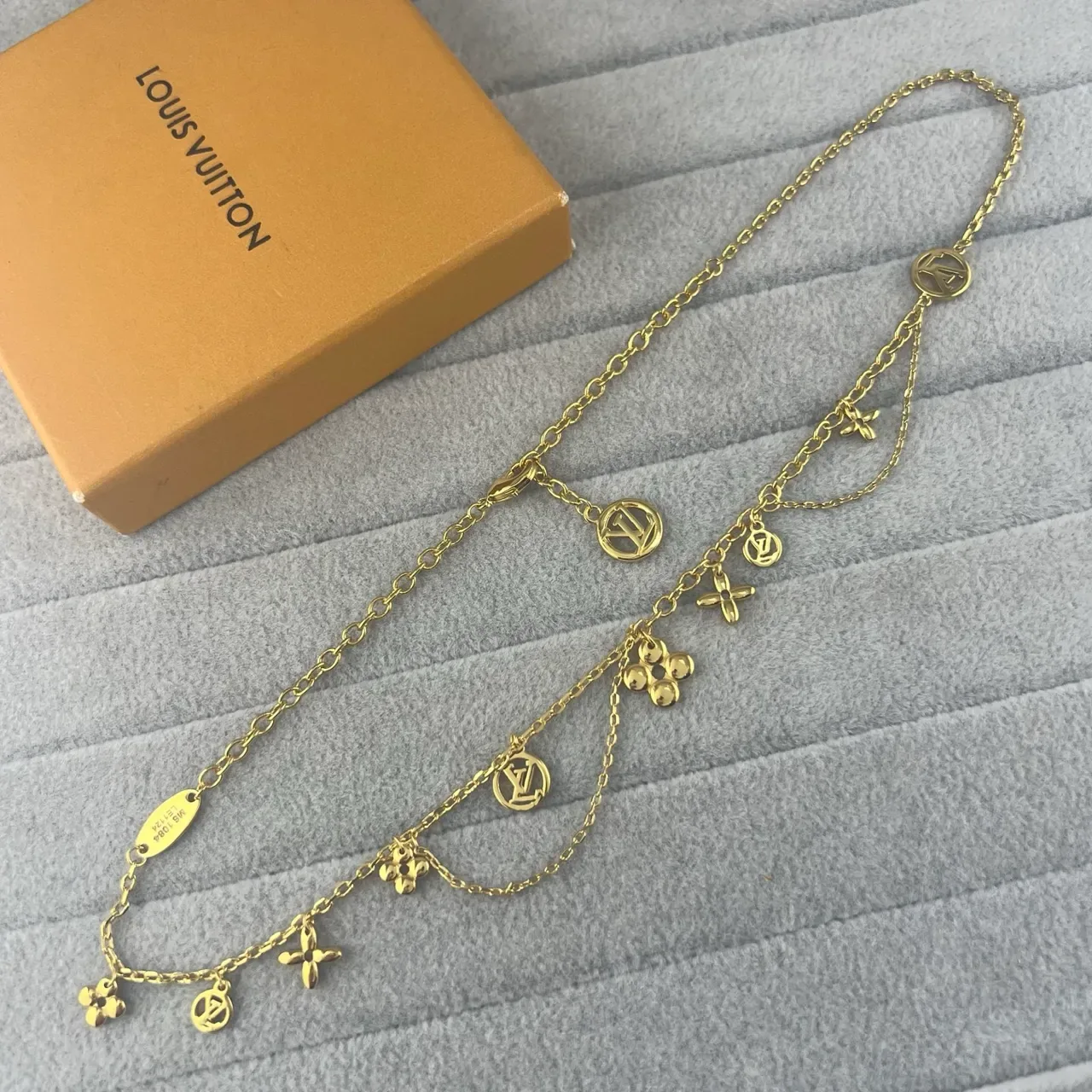 Louis Vuitton Gold Silver Multi-Charm Layered Chain Bracelet 4