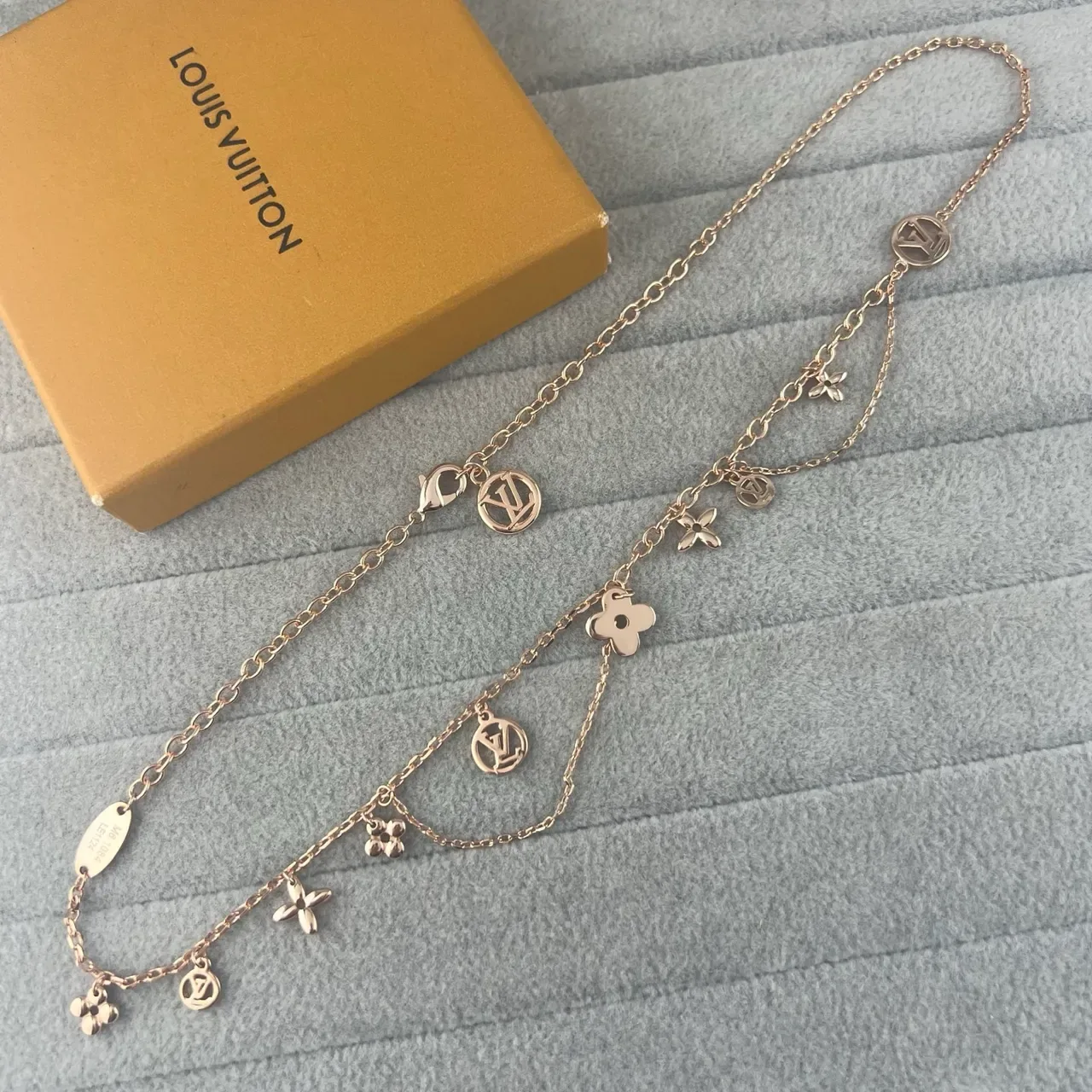Louis Vuitton Gold Silver Multi-Charm Layered Chain Bracelet 5