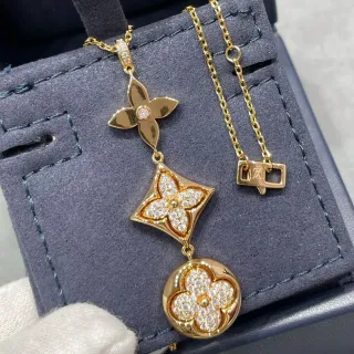 Louis Vuitton Gold Silver Pavé-Crystal Necklace