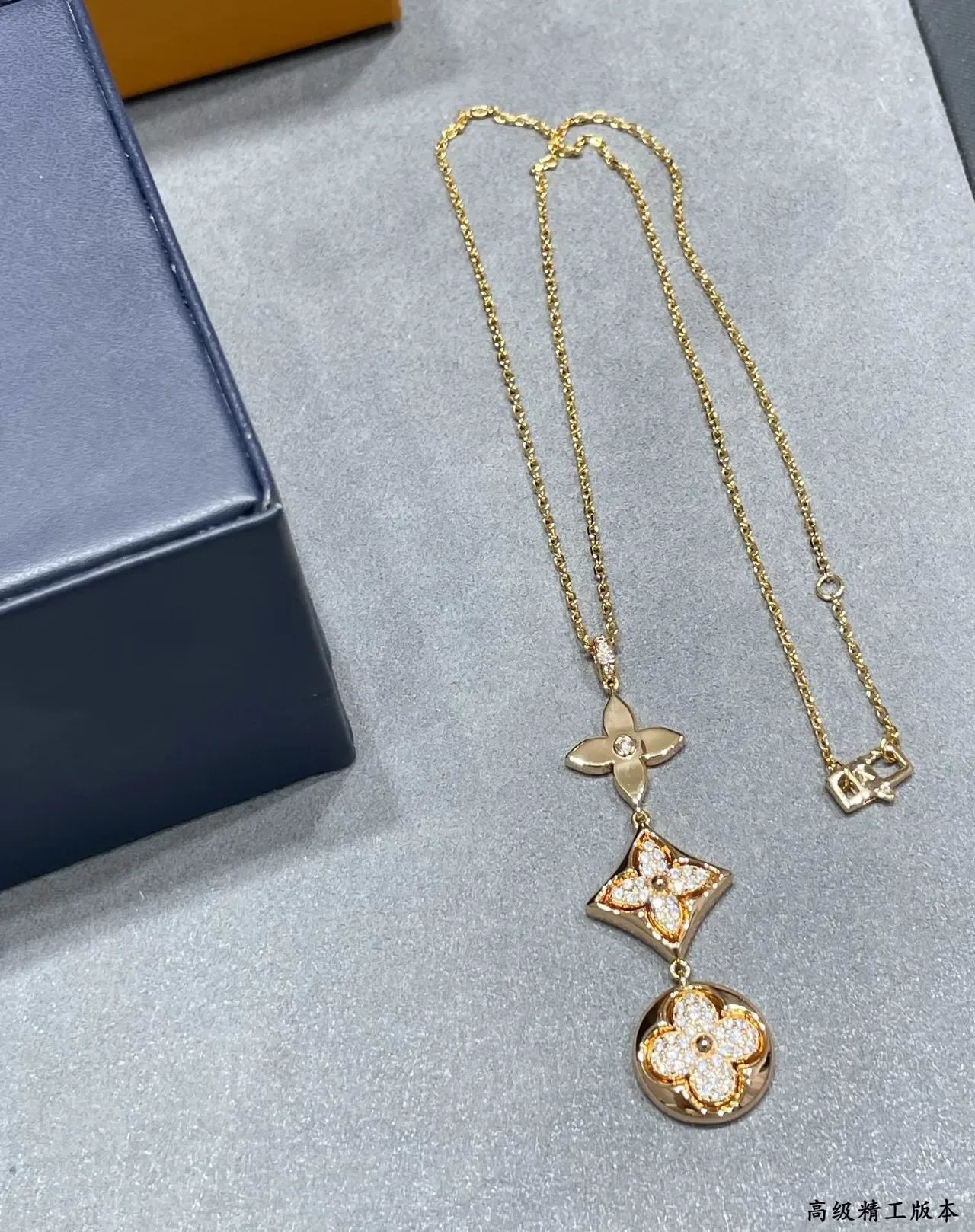 Louis Vuitton Gold Silver Pavé-Crystal Necklace 2