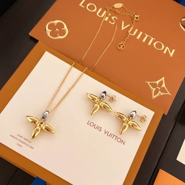 Louis Vuitton Gold-Tone Floral Drop Earrings 7