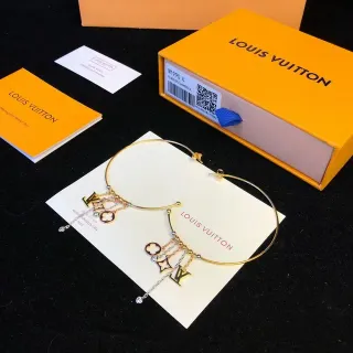 Louis Vuitton Gold-Tone Multi-Charm Hoop Earrings