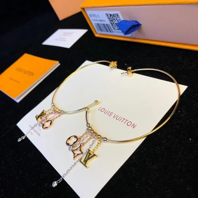 Louis Vuitton Gold-Tone Multi-Charm Hoop Earrings 2