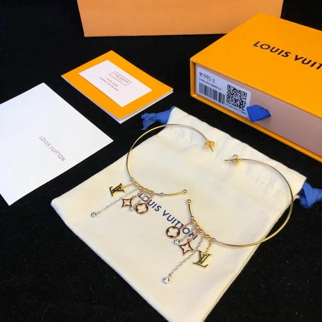 Louis Vuitton Gold-Tone Multi-Charm Hoop Earrings 3
