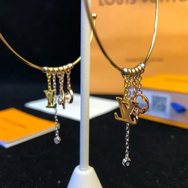 Louis Vuitton Gold-Tone Multi-Charm Hoop Earrings 4