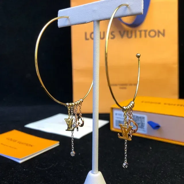 Louis Vuitton Gold-Tone Multi-Charm Hoop Earrings 6