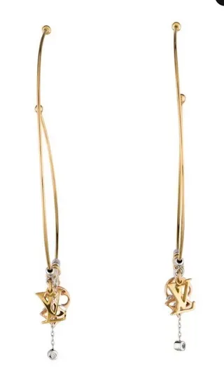 Louis Vuitton Gold-Tone Multi-Charm Hoop Earrings 7