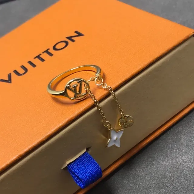 Louis Vuitton Gold White Monogrammed Ring 2