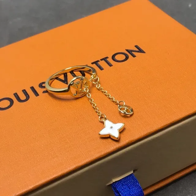 Louis Vuitton Gold White Monogrammed Ring 3