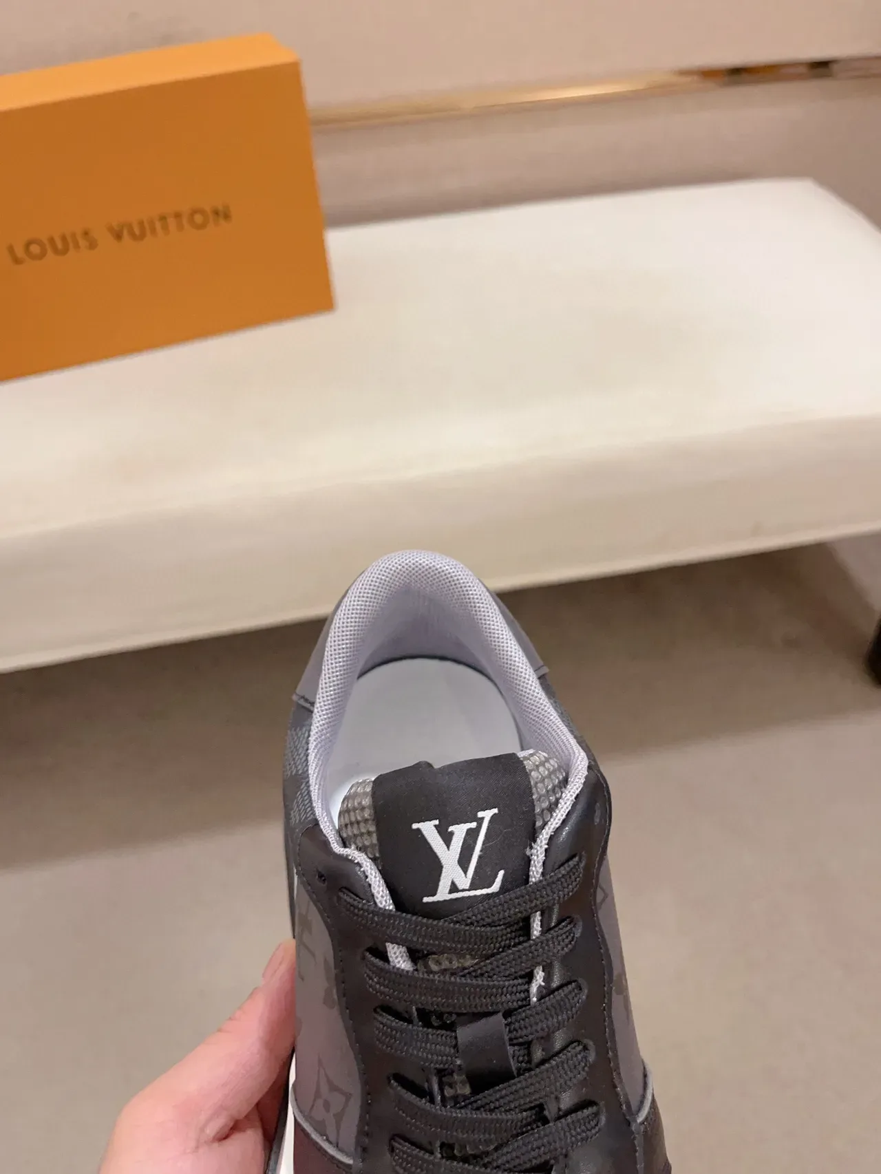 Louis Vuitton Gray White Monogrammed Leather Mesh Overlay Chunky Sneakers 6