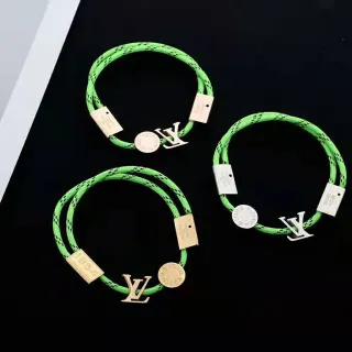 Louis Vuitton أخضر ذهبي حبل مضفر نايلون LV Monogram سوار