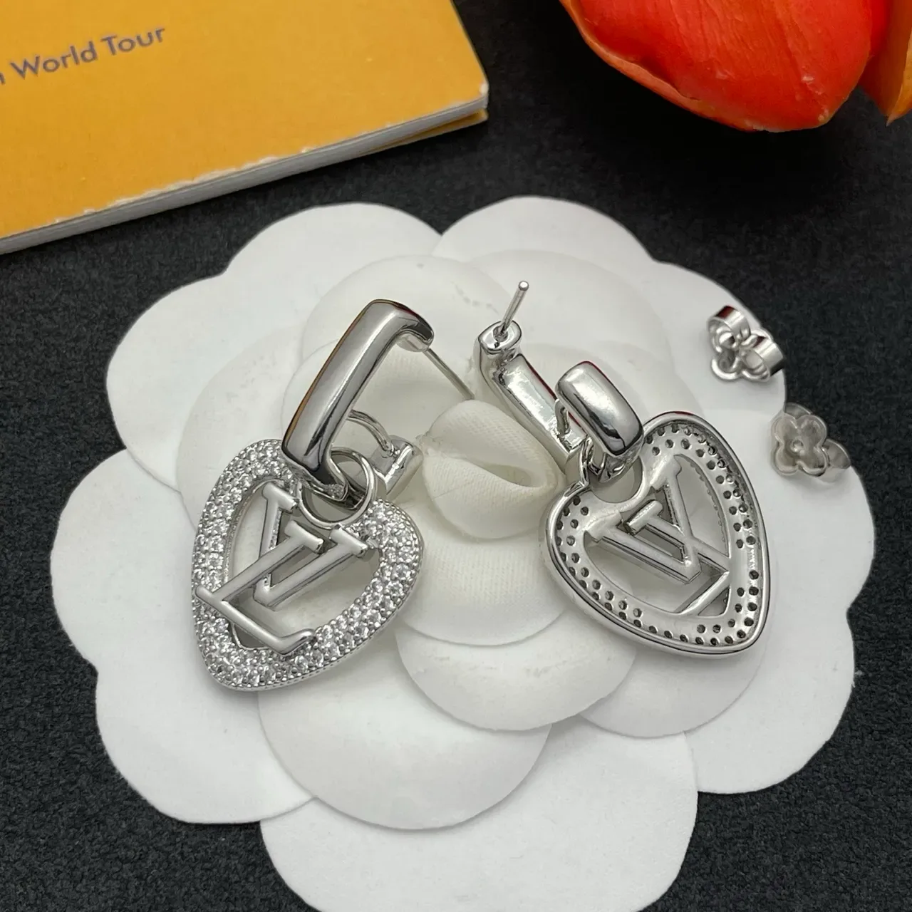 Louis Vuitton Heart Monogram Pavé Crystal Earrings 5