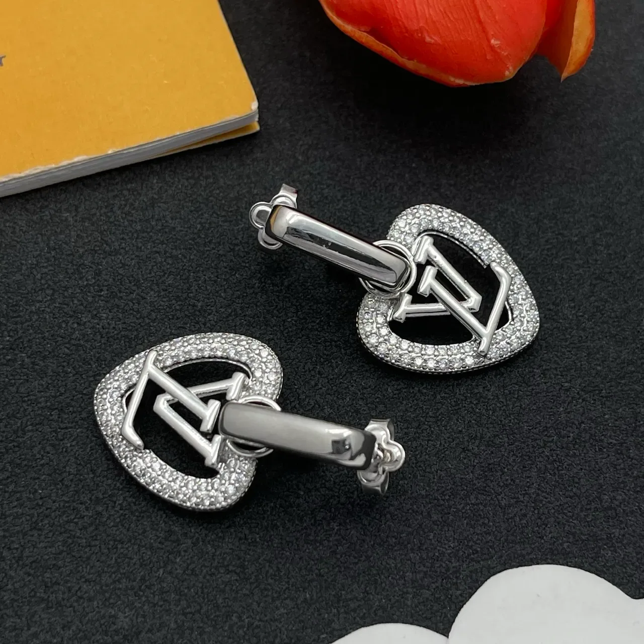 Louis Vuitton Heart Monogram Pavé Crystal Earrings 6