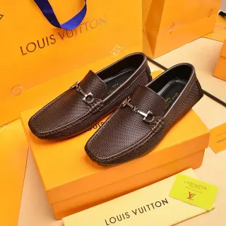 Louis Vuitton Horsebit 1955 棕色纹理皮革乐福鞋