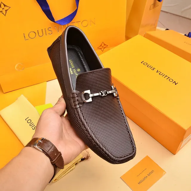 Louis Vuitton Horsebit 1955 Brown Textured Leather Loafers 2