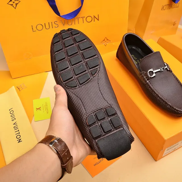 Louis Vuitton Horsebit 1955 Brown Textured Leather Loafers 5