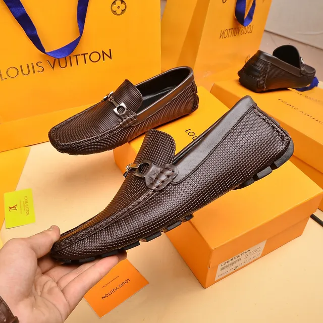 Louis Vuitton Horsebit 1955 Brown Textured Leather Loafers 7