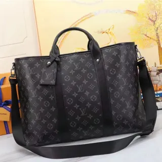 Louis Vuitton Keepall Bandoulière Tonal Monogram Black Tote Bag