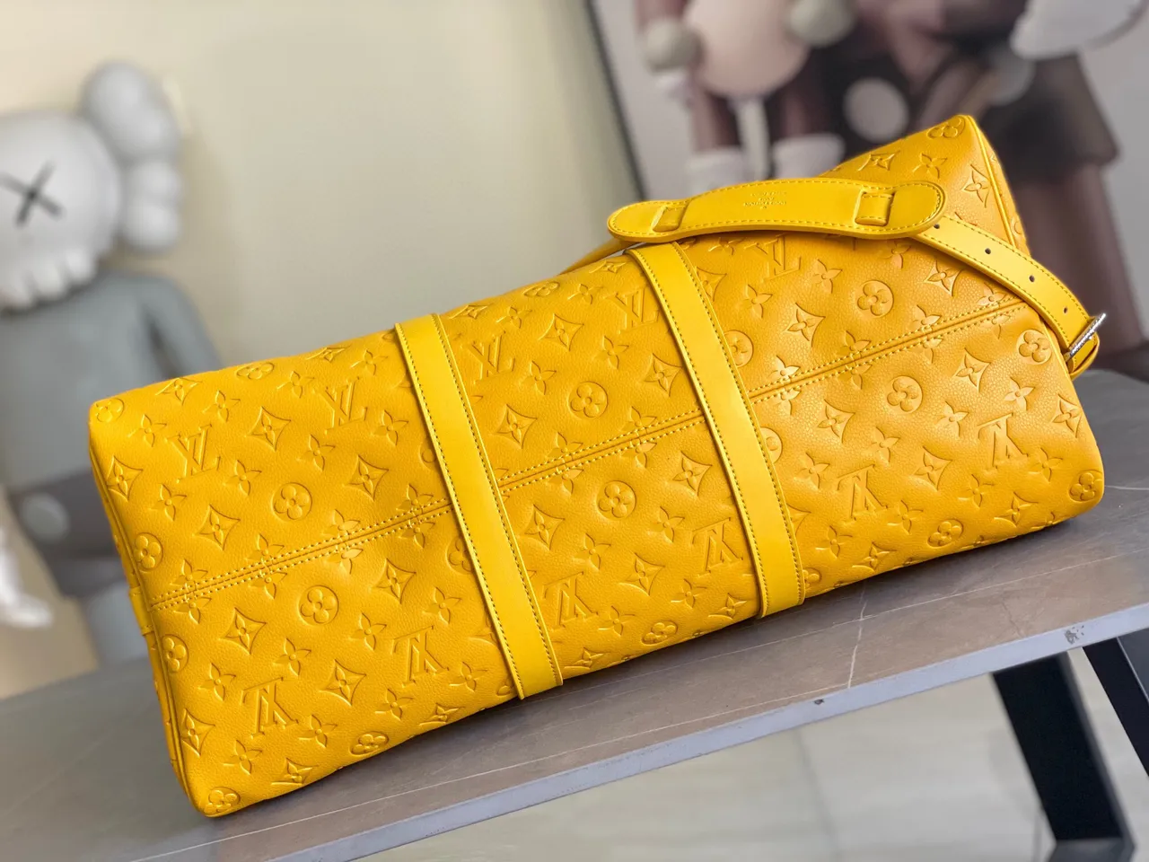 Louis Vuitton Keepall Embossed Monogram Yellow Duffle Bag 2